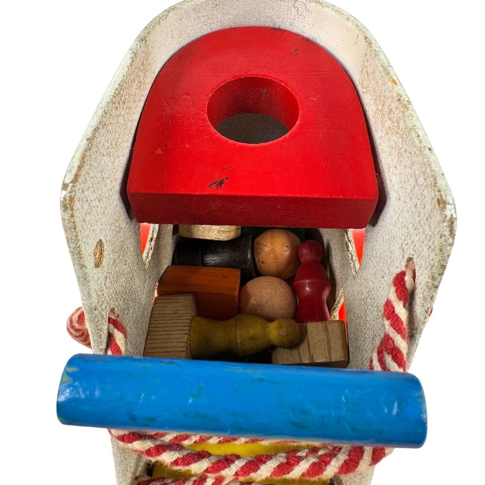 Playskool Wooden Pull Along Toy Shoe Lace Up People Figures 1970s Vtg Toddler - Picture 9 of 13